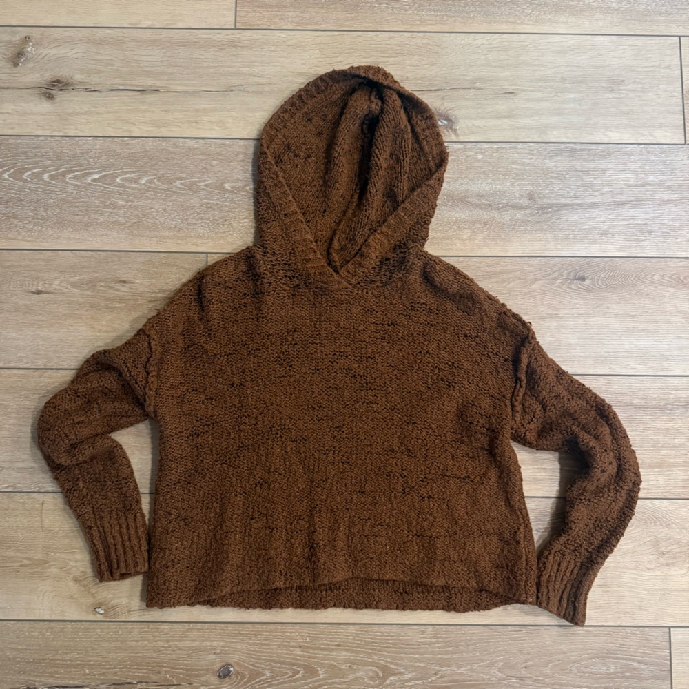 American Eagle Outfitters Hooded Cozy Pullover Sweater - Brown
